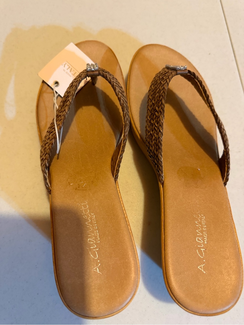 Italian Shoemakers Brown Braided Thong Sandals